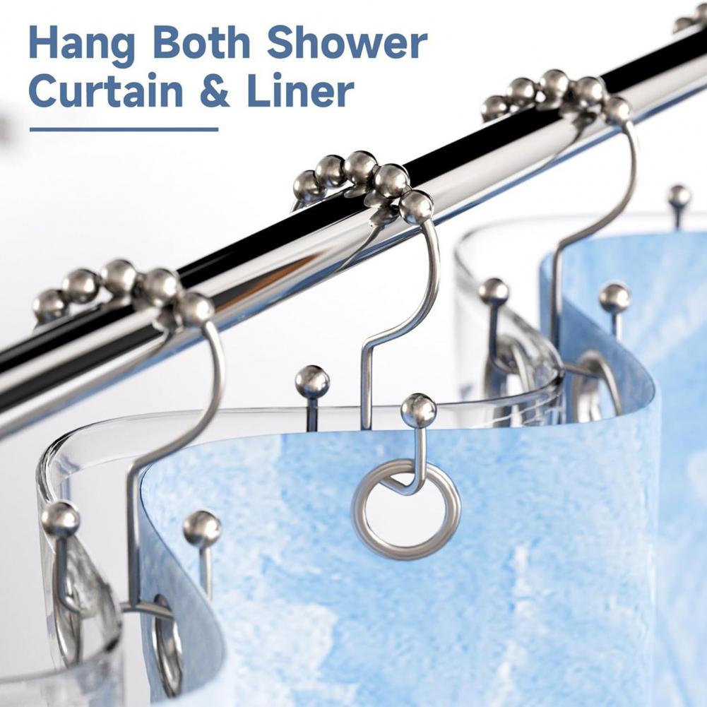 Shower Curtain Liner - 12개 금색 금속 샤워 커튼 링