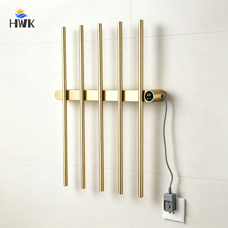 Towel Warmer Electric - 브러시드 골드 수직형 전기 타월 랙,