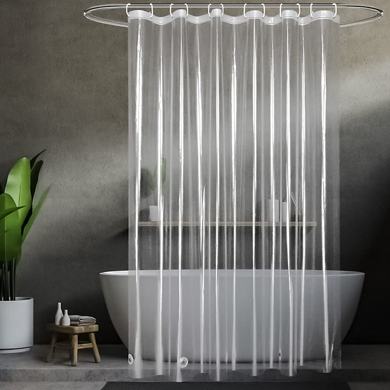 Shower Curtain Liner - 자석 바닥과 금속 고리가 있는 투명