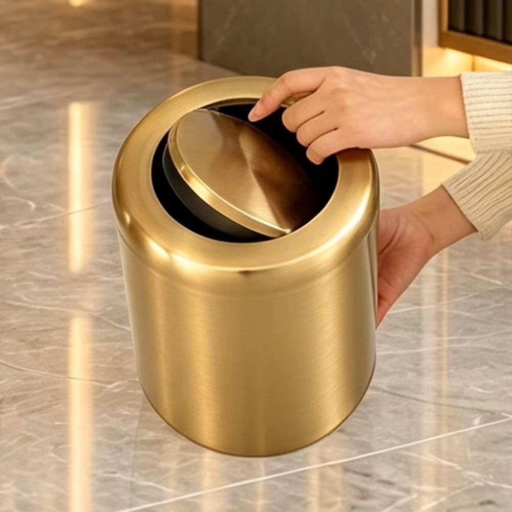 Home Bathroom Trash Can - 8L/2.4갤런 신형 골드 스테인리스 스틸 쓰레기통
