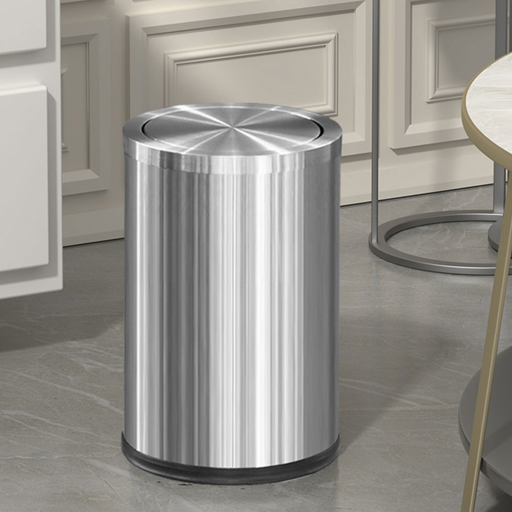 Home Bathroom Trash Can - 스테인레스 스틸 쓰레기통, 흔드는 플립 뚜껑이