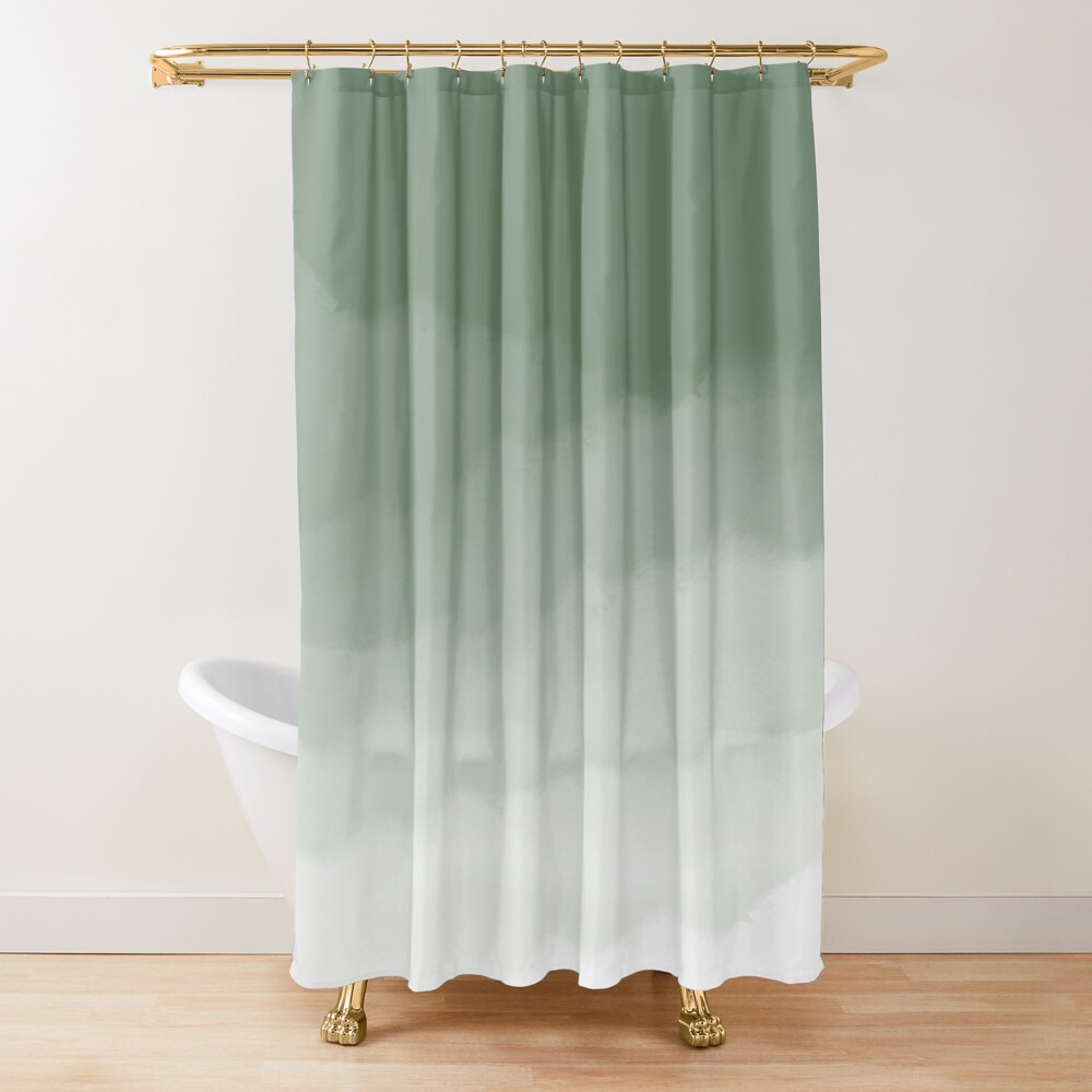 Shower Curtain Liner - 세이지 그린 수채화 옴브레 샤워 커튼