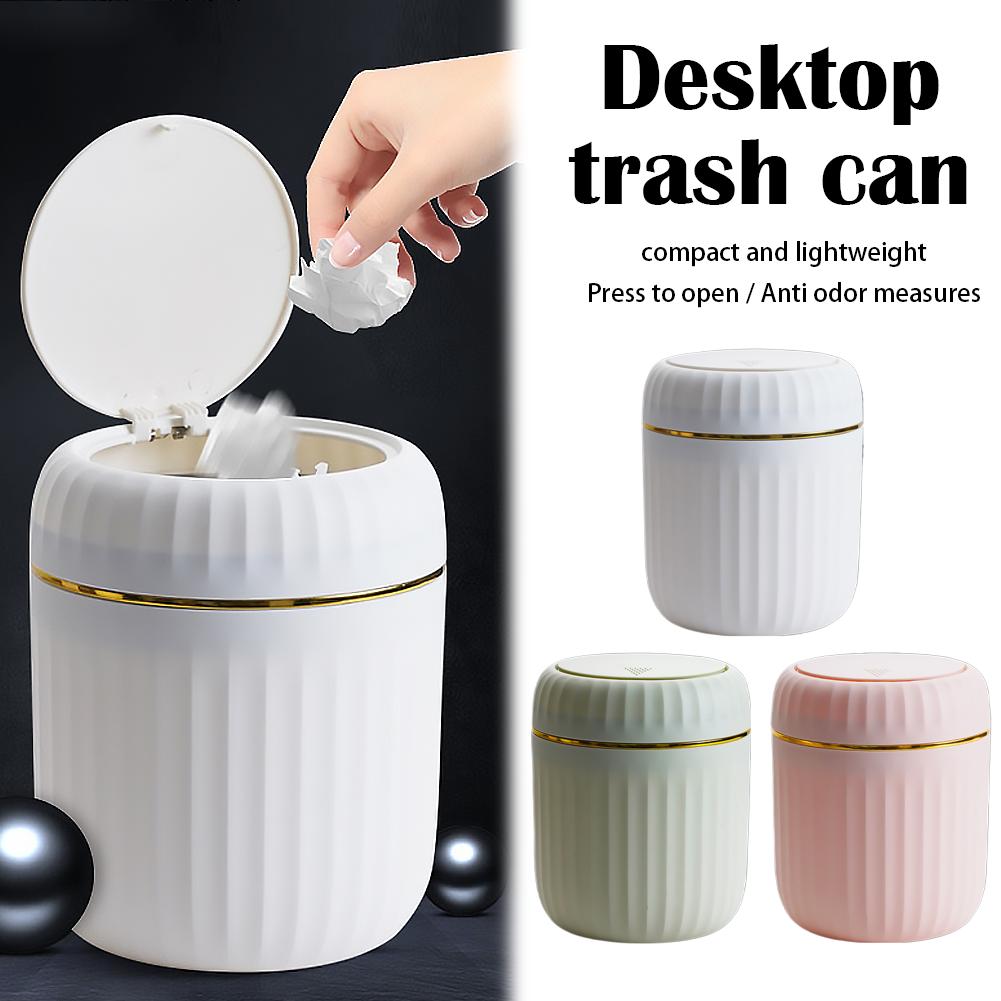 Home Bathroom Trash Can - 미니 데스크탑 쓰레기통 뚜껑이 있는 내구성