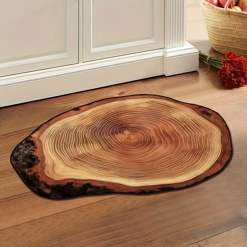 Jet Home Bathroom Mats - 1개 고급스러운 나무 질감 욕실 매트