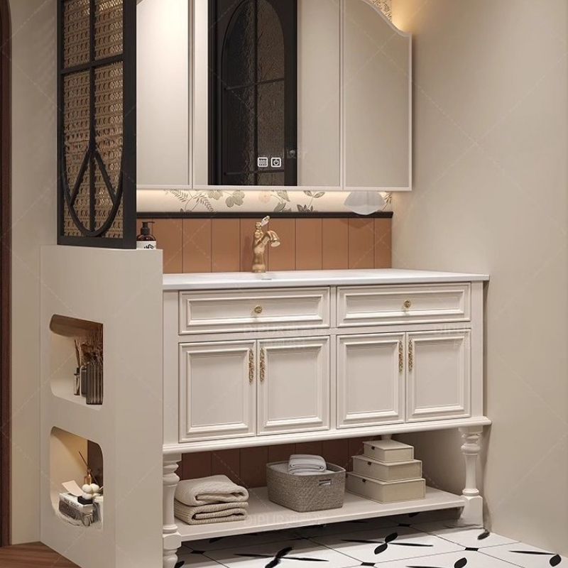 Home Bathroom Partition Wall - 욕실 수납장 거울 화장품 정리함 벽걸이