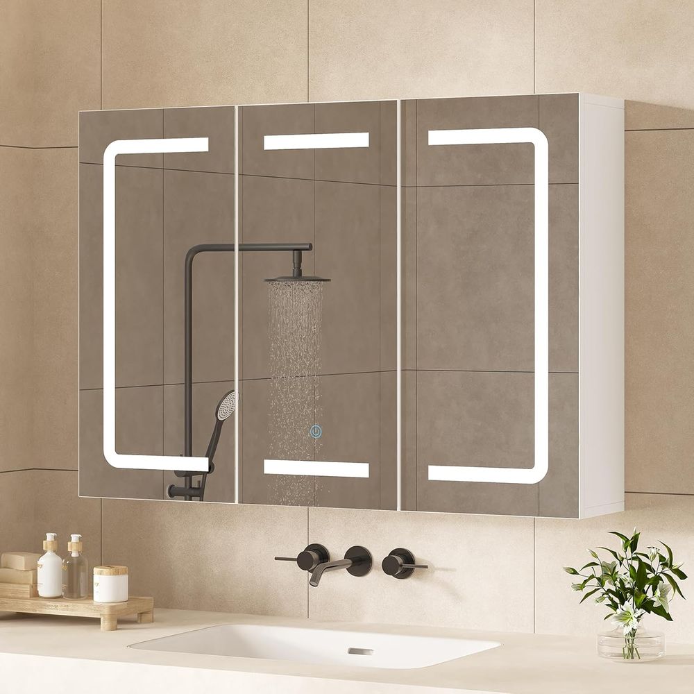 Home Bathroom Mirror - 거울이 있는 약장 정리함, 조명이 있는