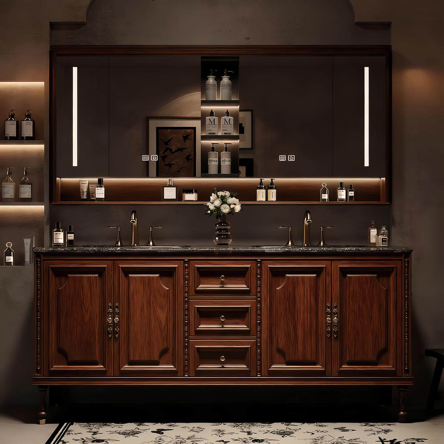 럭셔리 바닥형 욕실 캐비닛 화장대 거울 위 수납장 파티 - Home Bathroom Partition Wall 리뷰 및 가격