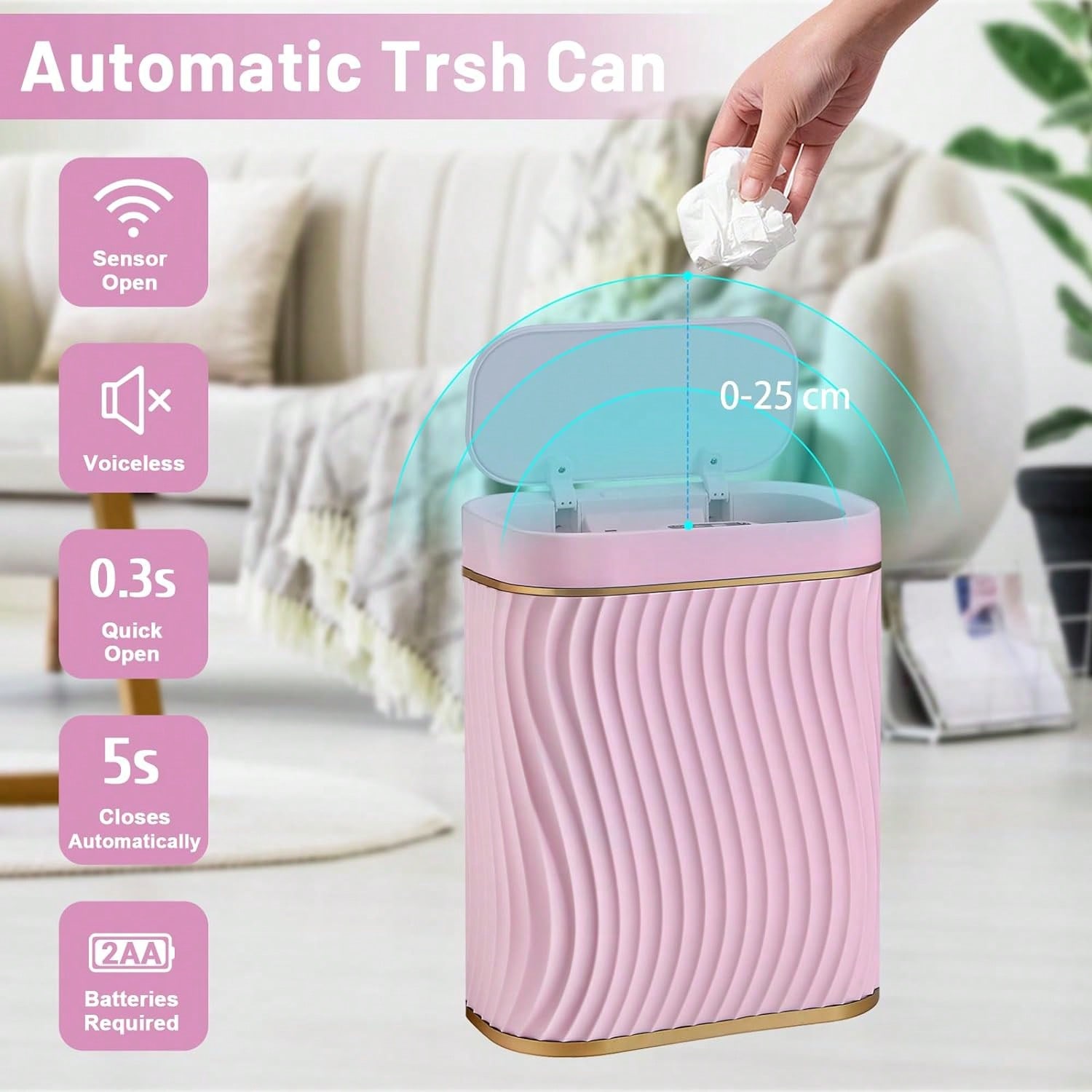 스마트 모션 센서 휴지통, 2.6갤런 소형 터치리스 팝 - Home Bathroom Trash Can 리뷰 및 가격