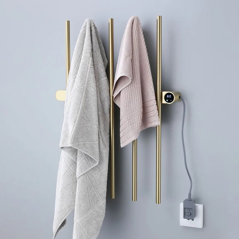 브러시드 골드 수직형 전기 타월 랙, 온도 및 시간 조 - Towel Warmer Electric 리뷰 및 가격