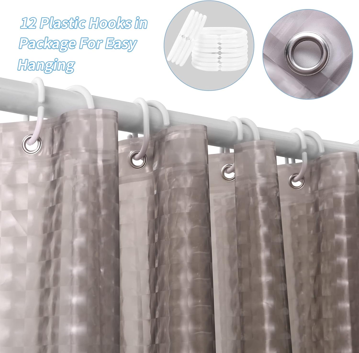 1개 회색 크리스탈 샤워 커튼 (하단 자석 및 후크 포 - Shower Curtain Liner 리뷰 및 가격