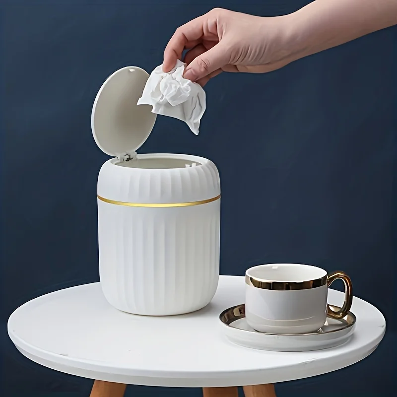 뚜껑이있는 미니 데스크탑 쓰레기통 쓰레기통 주최자 침실 - Home Bathroom Trash Can 리뷰 및 가격