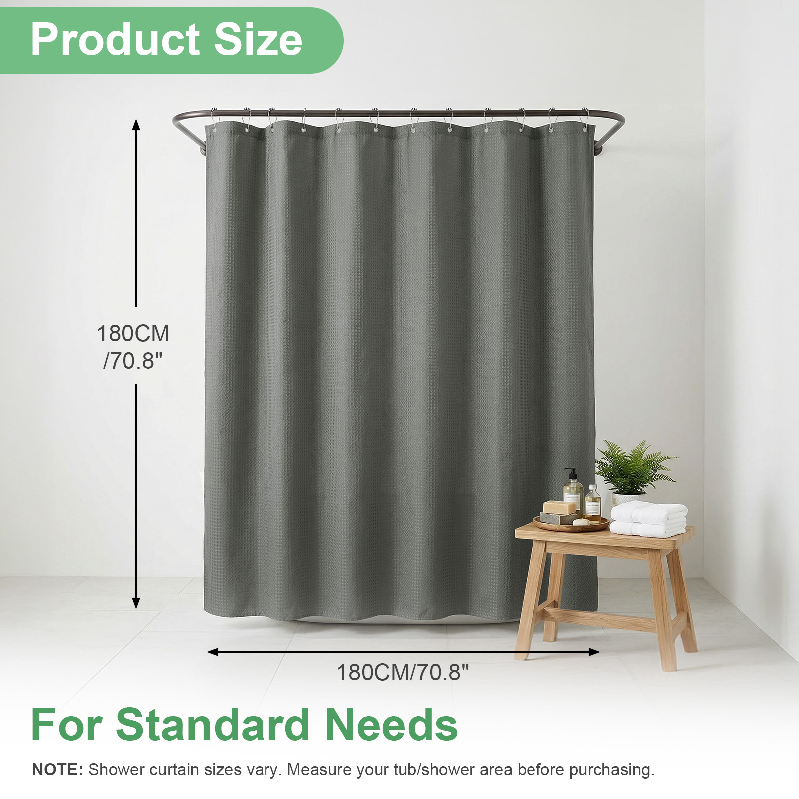 와플 샤워커튼 180x180cm 방수 폴리에스터 원단  - Shower Curtain Liner 리뷰 및 가격
