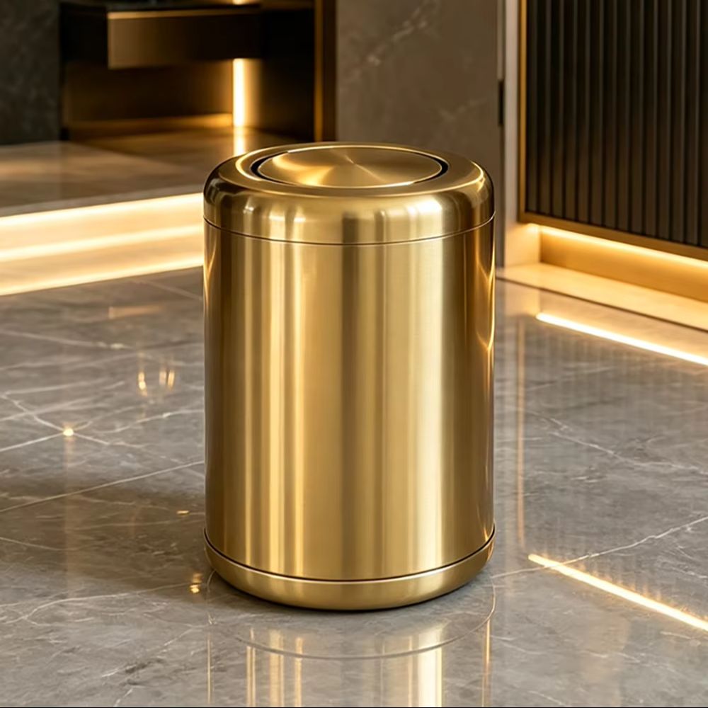 8L/2.4갤런 신형 골드 스테인리스 스틸 쓰레기통 - - Home Bathroom Trash Can 리뷰 및 가격