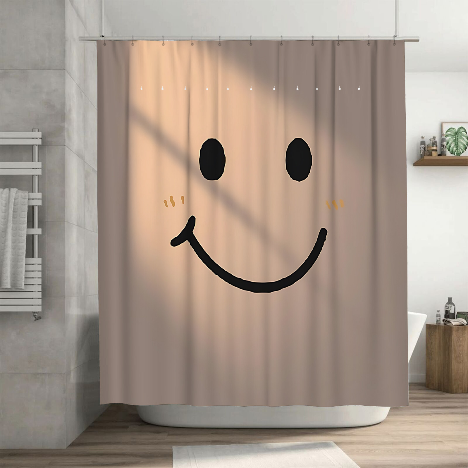 욕실용 귀여운 웃는 얼굴 디자인 샤워 커튼 - 세련된  - Home Bathroom Upgrades 리뷰 및 가격