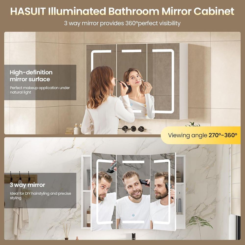 거울이 있는 약장 정리함, 조명이 있는 수납형 욕실 약 - Home Bathroom Mirror 리뷰 및 가격